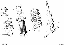 REAR SPRING STRUT, LEVELLING DEVICE diagram for BMW 5 Series E12 520