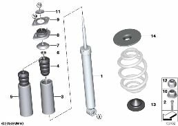 REAR SPRING STRUT MOUNTING PARTS diagram for BMW Z4 E86 3.0si