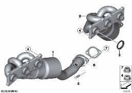 EXHAUST MANIFOLD WITH CATALYST diagram for BMW 5 Series E60 530i