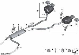 EXHAUST SYSTEM, REAR diagram for BMW X5 E53 4.8is