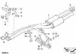 Voorste uitlaatdemper diagram for BMW 7 Series E66 730Li