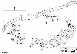 Abgasanlage hinten diagram for BMW X3 E83 2.0d