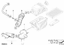 흡기 사일런서/필터 diagram for BMW MINI Cabrio R52 Cooper S