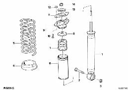 REAR SPRING STRUT COIL SPRING AND PARTS diagram for BMW 8 Series E31 850Ci