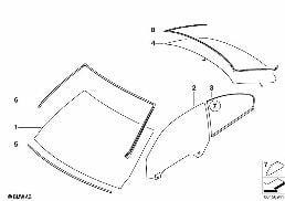 GLAZING diagram for BMW 3 Series E92 LCI 328xi