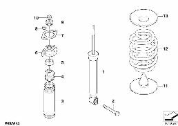 REAR SPRING STRUT COIL SPRING AND PARTS diagram for BMW Z4 E86 M3.2