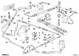 Regulação do nível/tubos dianteiros diagram for BMW 5 Series E34 525ix