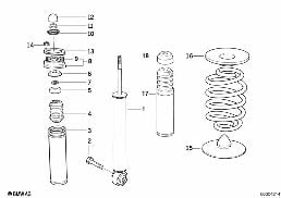 SINGLE COMPONENTS FOR REAR SPRING STRUT diagram for BMW 3 Series E36 320i