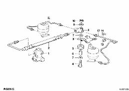 Niveauregulierung/Leitungen hinten diagram for BMW 7 Series E32 750iL