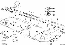 Niveauregulierung/Leitungen vorne diagram for BMW 7 Series E32 750iL