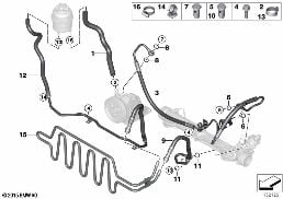 HYDRO STEERING-OIL PIPES diagram for BMW 3 Series E92 330xd
