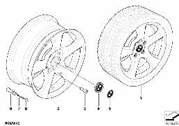 BMW LIGHT ALLOY WHEEL, SPIDER SPOKE 157 diagram for BMW 3 Series E90 LCI 320i