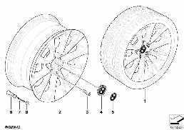 BMW LIGHT ALLOY WHEEL, V-SPOKE 188 diagram for BMW 3 Series E90 LCI 320i