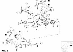 REAR AXLE SUPPORT/WHEEL SUSPENSION diagram for BMW 7 Series E38 740i