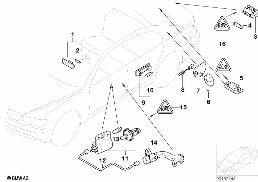 Różne światła diagram for BMW 7 Series E65 745i