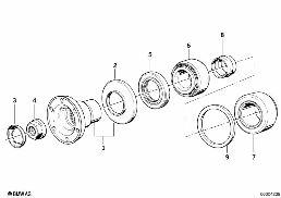 Flange primário/apoio/anel vedante diagram for BMW 5 Series E34 525ix