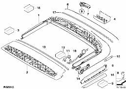 折疊式軟頂 盒 前部 diagram for BMW MINI Cabrio R52 Cooper