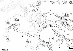 Vattenslang kupevärmare IHKA High diagram for BMW 5 Series E60 525i