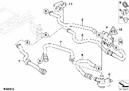WATER VALVE/WATER HOSE IHKA HIGH diagram for BMW 5 Series E60 530xd