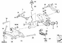 REAR AXLE SUPPORT/WHEEL SUSPENSION diagram for BMW X5 E53 3.0d