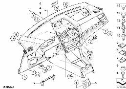 Tapicerka deski rozdzielczej diagram for BMW X3 E83 LCI 2.0d