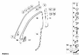 TRIM AND SEALS FOR DOOR, FRONT diagram for BMW X5 E53 4.4i