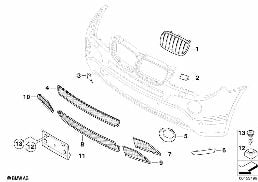 Elementy dod. zderzaka diagram for BMW X3 E83 LCI 2.0d