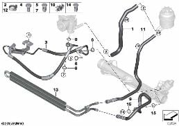 HYDRO STEERING-OIL PIPES diagram for BMW 3 Series E92 LCI 325xi