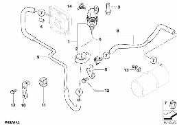 Odvzdušňovací ventil nádrže diagram for BMW X5 E53 4.6is