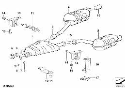 EXHAUST SYSTEM, REAR diagram for BMW 8 Series E31 850Ci