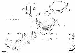 INTAKE MUFFLER/FILTER CARTRIDGE/HFM diagram for BMW Z4 E85 3.0si