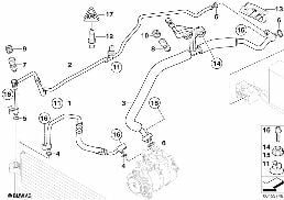Kylmedelledning diagram for BMW 5 Series E60 525i