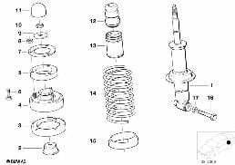 REAR SPRING STRUT diagram for BMW 7 Series E32 730i