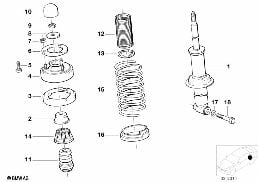 REAR M TECHN.SPORTS CHASSIS SPRING STRUT diagram for BMW 7 Series E32 730i