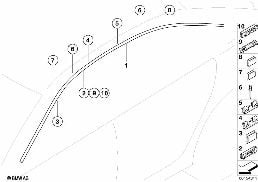 Listwa dachowa ozdobna/Reling dachowy diagram for BMW 7 Series E65 745i