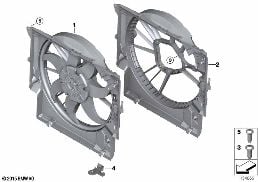 FAN HOUSING, MOUNTING PARTS diagram for BMW 3 Series E90 LCI 335i