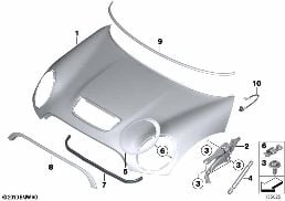 Frontklappe/Anbauteile diagram for BMW MINI Clubman R55 Coop.S JCW