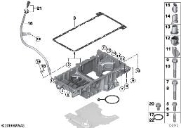 Coppa olio superiore/indic.livello olio diagram for BMW X5 E70 4.8i