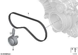 Trasmis.a cinghie/compres.p.condizionat. diagram for BMW X5 E70 4.8i