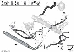 HYDRO STEERING-OIL PIPES diagram for BMW 3 Series E90 LCI 335i