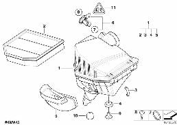 INTAKE MUFFLER/FILTER CARTRIDGE/HFM diagram for BMW X3 E83 LCI 3.0i