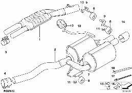 Avgassystem bak diagram for BMW 5 Series E61 LCI 550i