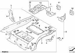 MOUNTING PARTS FOR TRUNK FLOOR PANEL diagram for BMW 3 Series E90 LCI 318d