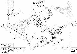 HYDRO STEERING-OIL PIPES diagram for BMW X3 E83 LCI 2.0i