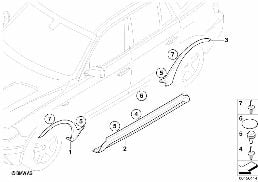 Montage ultérieur équip.aérodyn. M seuil diagram for BMW X3 E83 LCI 2.0d