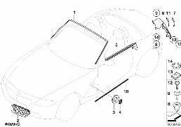 Enjoliveurs ext. / Grille de décor diagram for BMW Z4 E85 2.5i