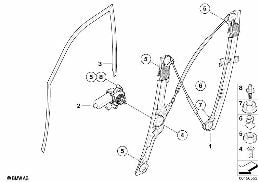 ตัวยกกระจกประตูแบบกลไก ด้านหน้า diagram for BMW X5 E70 3.0si