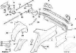 Revetement d'aile arriere diagram for BMW 7 Series E38 735iL