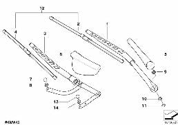 SINGLE COMPONENTS FOR WIPER ARM diagram for BMW 6 Series E64 LCI 650i