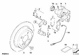 Hamulec tył-okładzina-czujnik diagram for BMW MINI R50 Cooper